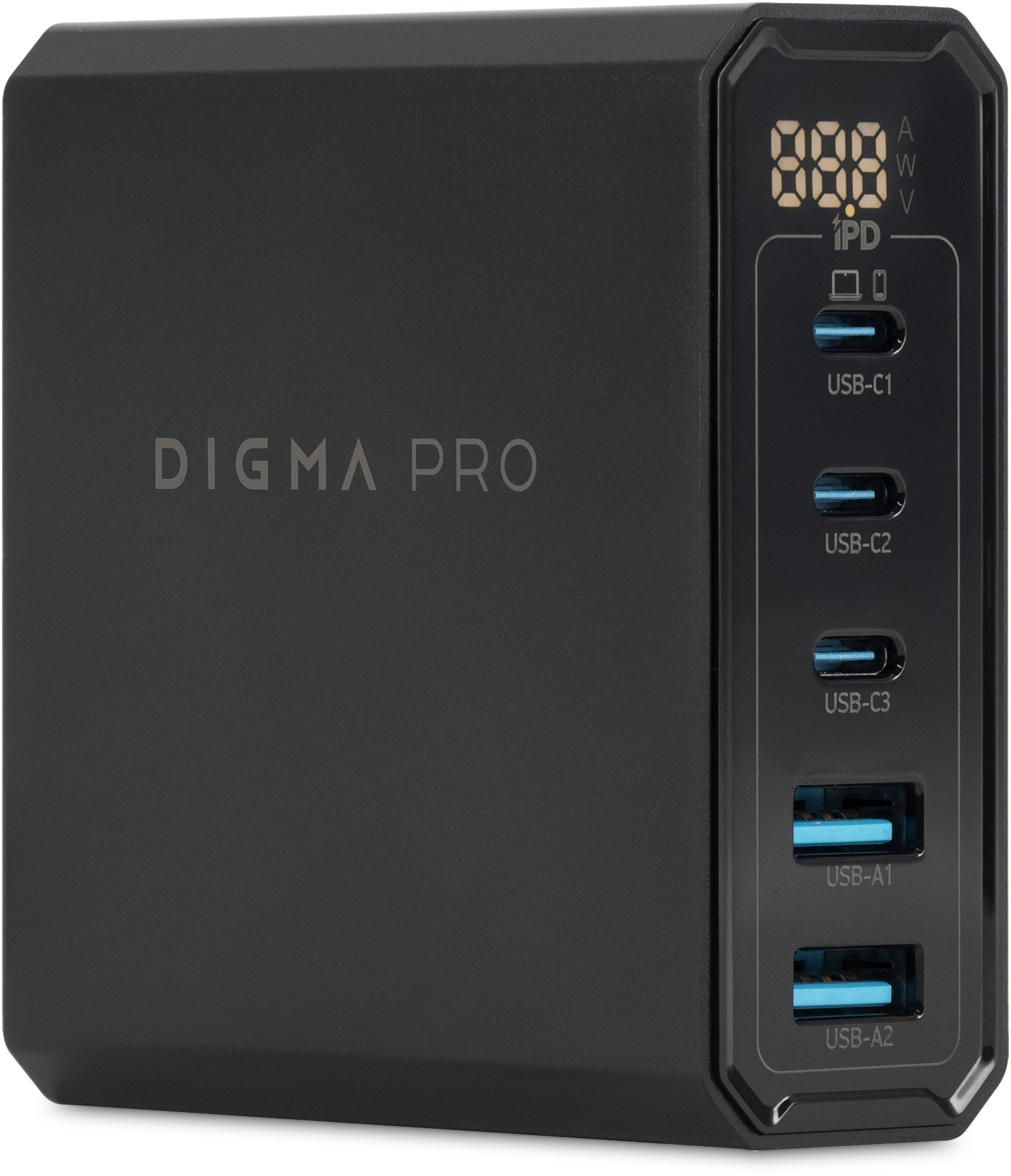 Настольное зар./устр. Digma Pro DPW10A 140W 5A (PD+QC) 3хUSB-C/2xUSB-A универсальное черный (DPW1A4G024BK)
