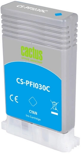 Картридж струйный Cactus CS-PFI030C PFI-030C голуб.пигм. (55мл) для Canon imagePROGRAF TA-20/30, TM-240/340 с чипом Canon