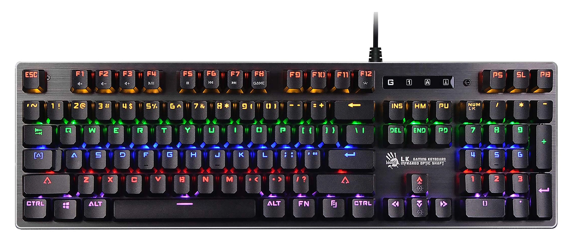 Клавиатура A4Tech B760 механическая серый USB Multimedia for gamer LED (B760 GREY (BLACK SWITCH)) кабель 1.8м