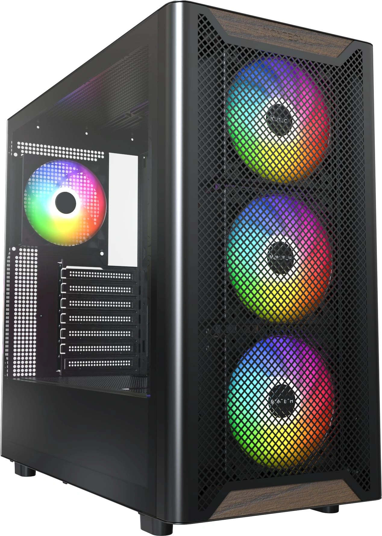 Корпус Montech XR Wood черный без БП ATX 9x120mm 4x140mm 2xUSB3.0 audio bott PSU