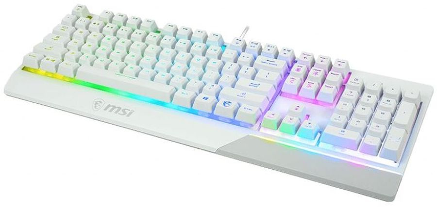 Клавиатура MSI GK30 белый USB Multimedia for gamer LED (подставка для запястий) (S11-04RU304-CLA) кабель 1.8м