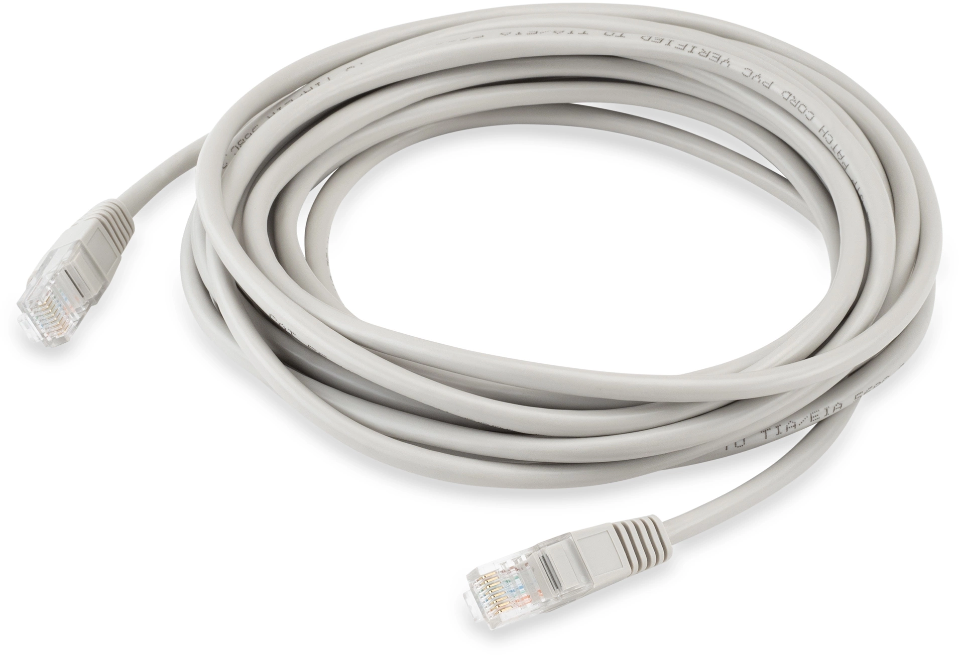 Патч-корд KingPrice KP-PC-c5e-5m-g 1Гбит/с UTP 4 пары cat.5E CCA molded 5м серый RJ-45 (m)-RJ-45 (m)