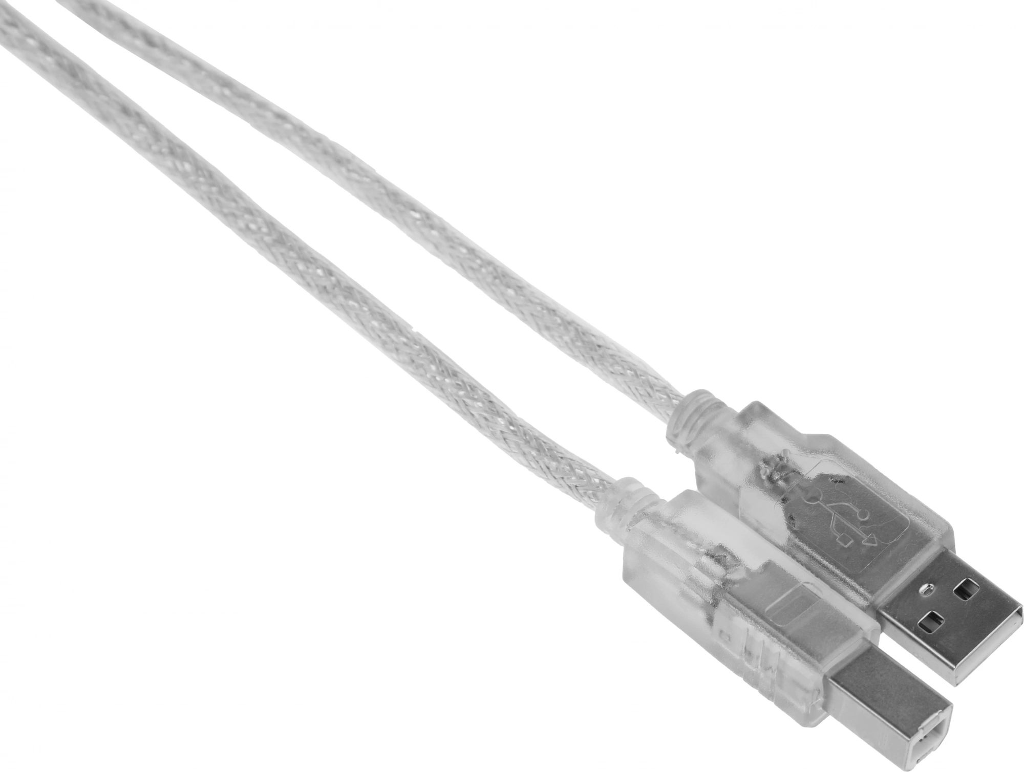 Кабель Buro USB A(m) USB B(m) 1.8м (USB2.0-AM/BM-Trans) прозрачный