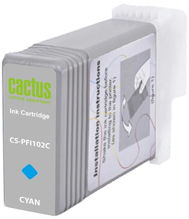 Картридж струйный Cactus CS-PFI102C PFI-102 C синий (130мл) для Canon IP iPF500/iPF600/iPF700/ MFP M40/iPF765/LP17/LP24 с чипом