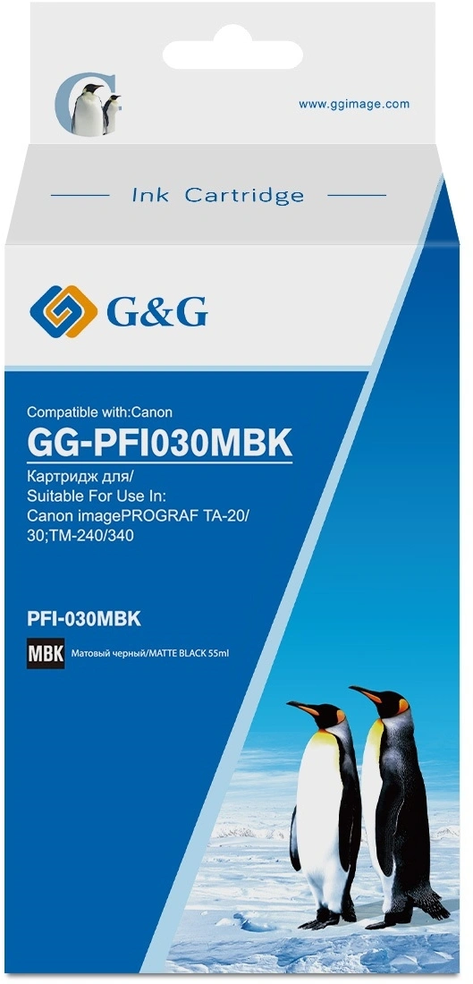 Картридж струйный G&G GG-PFI030MBK PFI-030MBK черный матовый (55мл) для Canon imagePrograf TA-20/30 TM-240/340