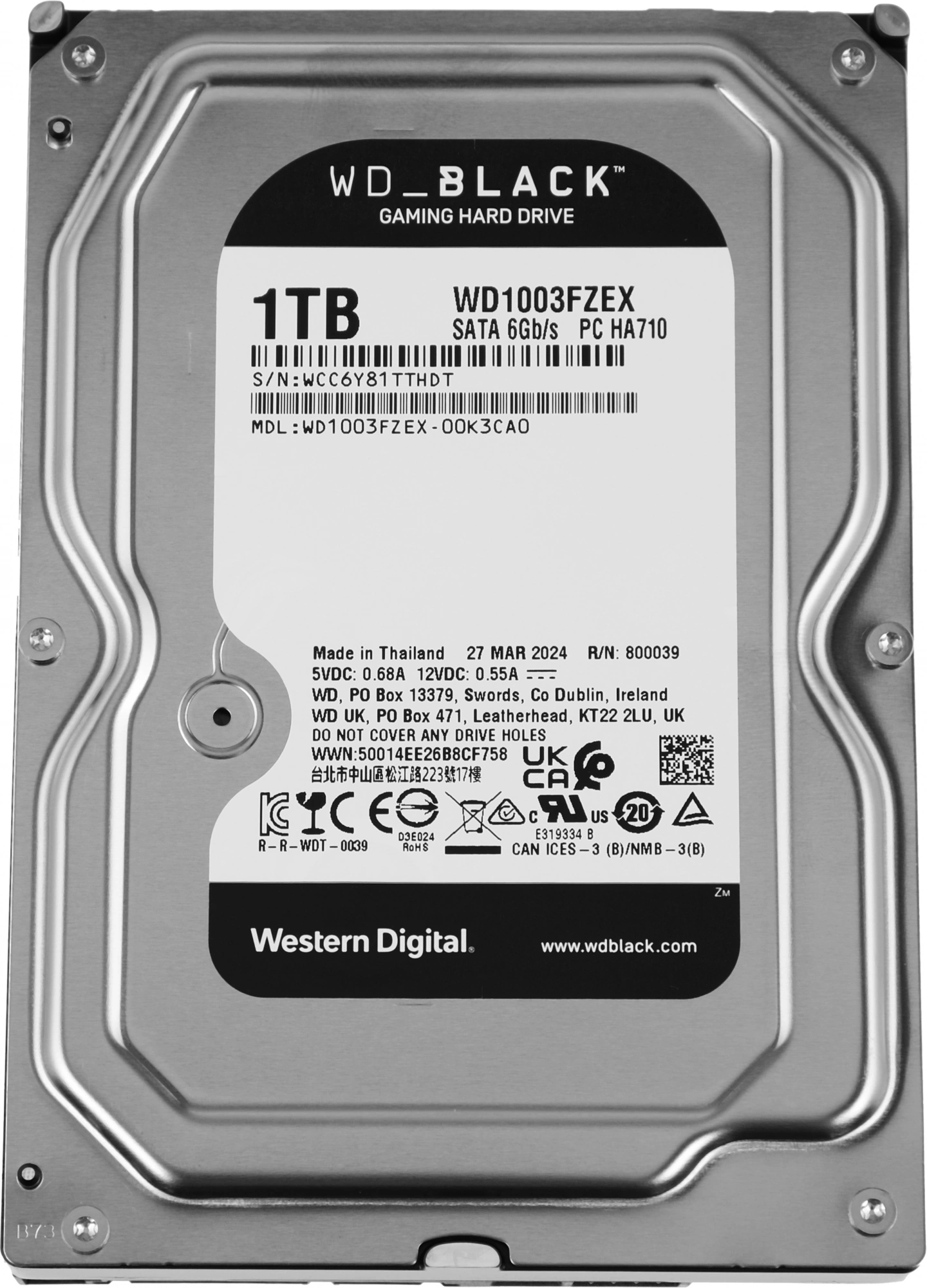Жесткий диск WD SATA-III 1TB WD1003FZEX Desktop Black (7200rpm) 64Mb 3.5"