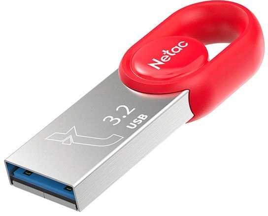 Флеш Диск Netac 32Gb UM2 NT03UM2N-032G-32RE USB3.2 серебристый/красный