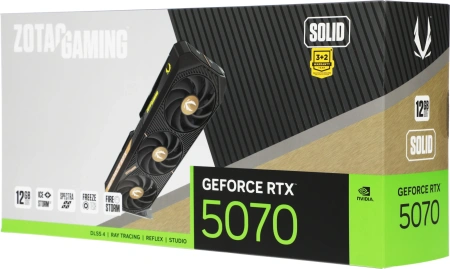 Видеокарта Zotac PCI-E 5.0 RTX 5070 SOLID NVIDIA GeForce RTX 5070 12Gb 192bit GDDR7 2512/28000 HDMIx1 DPx3 HDCP Ret