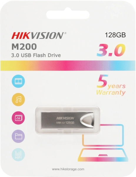 Флеш Диск Hikvision 128GB M200 Hiksemi HS-USB-M200 128G U3 USB3.0 серебристый
