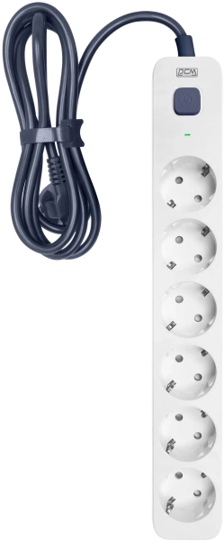 Сетевой фильтр Powercom SP-06W 3,0М 3м (6 розеток) белый/серый (коробка)