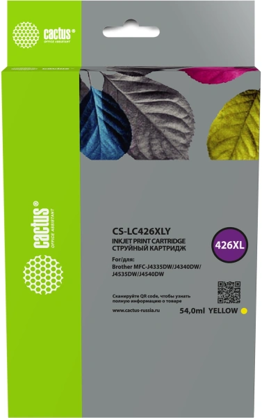 Картридж струйный Cactus CS-LC426XLY желт.пигм. (54мл) для Brother MFC-J4335DW/J4340DW/J4535DW/J4540DW с чипом