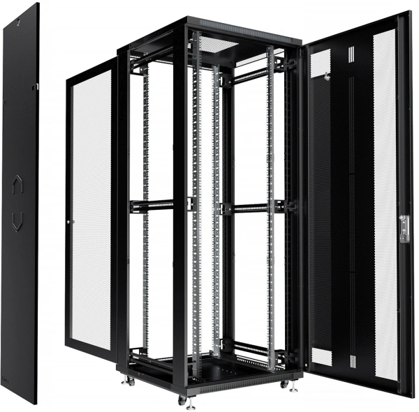 Шкаф серверный Cabeus (ND-05C-42U80/100-BK) напольный 42U 800x1000мм пер.дв.перфор. задн.дв.перфор. 800кг RAL 7035 900мм 132кг 220град. 2055мм IP20 сталь