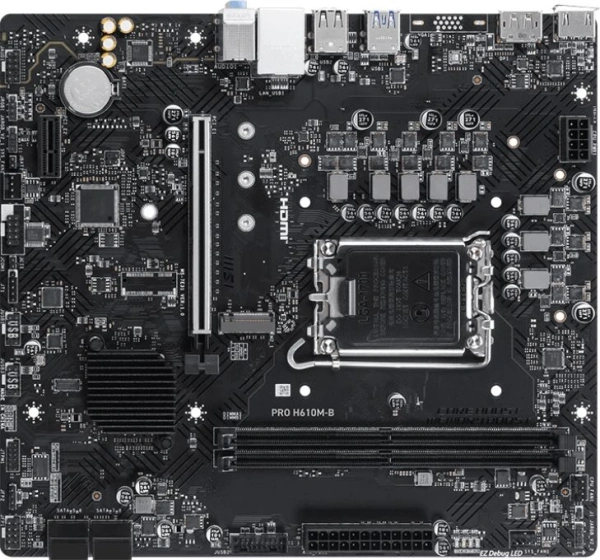 Материнская плата MSI PRO H610M-B Soc-1700 Intel H610 2xDDR5 mATX AC`97 8ch(7.1) GbLAN+HDMI+DP