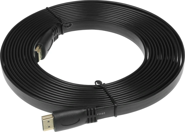 Кабель аудио-видео High Speed ver.1.4 Flat HDMI (m)/HDMI (m) 5м. позолоч.конт. черный