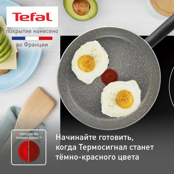 Сковорода Tefal Natural Cook 04213128 круглая 28см покрытие: Mineralia ручка несъемная (без крышки) серый (9100053996)