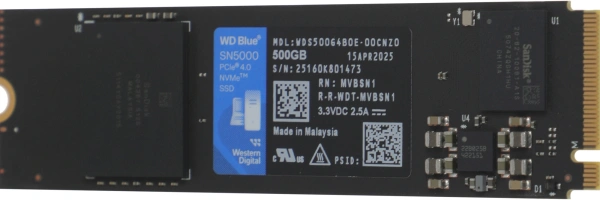 Накопитель SSD WD PCIe 4.0 x4 500GB WDS500G4B0E SN5000 Blue M.2 2280