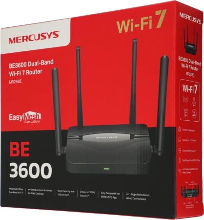 Роутер беспроводной Mercusys MR25BE BE3600 10/100/1000BASE-TX черный