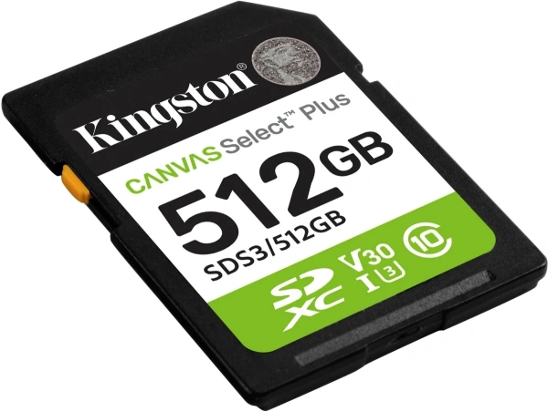 Флеш карта SDXC 512GB Kingston SDS3/512GB Canvas Select Plus V10 w/o adapter