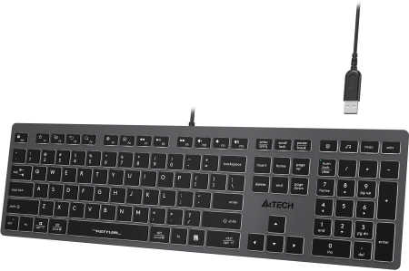 Клавиатура A4Tech FX60H серый USB slim LED (FX60H GREY/WHITE) кабель 1.5м