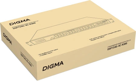 Коммутатор Digma DSP724G-4C-R300 (L2+) 24x1Гбит/с 4xКомбо(1000BASE-T/SFP) 24PoE 24PoE+ 300W управляемый