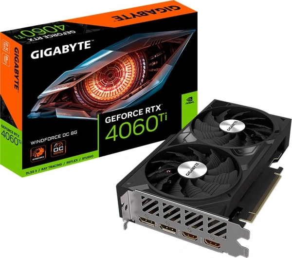 Видеокарта Gigabyte PCI-E 4.0 GV-N406TWF2OC-8GD NVIDIA GeForce RTX 4060TI 8Gb 128bit GDDR6 2550/18000 HDMIx2 DPx2 HDCP Ret