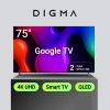 Телевизор QLED Digma 75" DM-LED75UQB31 Google TV Frameless Metal черный/черный 4K Ultra HD 60Hz MEMC DVB-T DVB-T2 DVB-C DVB-S DVB-S2 USB WiFi Smart TV