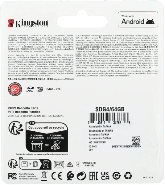 Флеш карта SDXC 64GB Kingston SDG4/64GB Canvas Go! Plus V30 w/o adapter