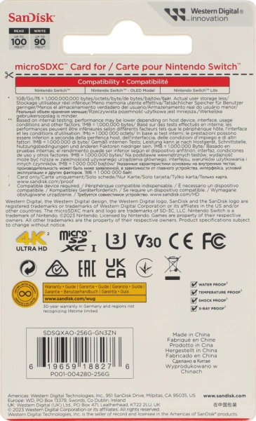 Флеш карта microSDXC 256GB Sandisk SDSQXAO-256G-GN3ZN Nintendo Switch w/o adapter