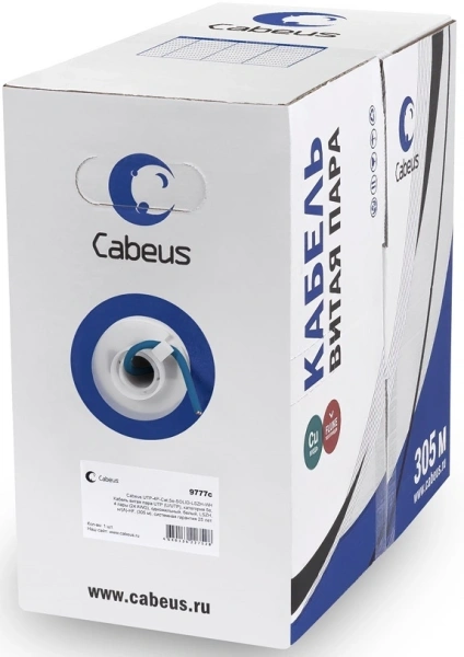 Кабель информационный Cabeus UTP-4P-Cat.5e-SOLID-LSZH-BL кат.5E U/UTP 4 пары LSZH внутренний 305м синий