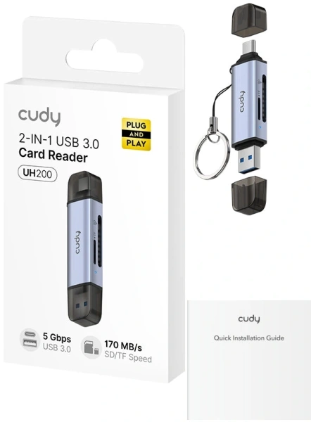 Разветвитель USB 3.2 Cudy UH200 2порт. серебристый