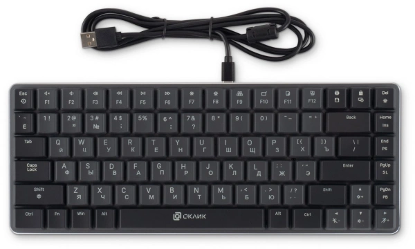 Клавиатура Оклик K615X механическая серый/серебристый USB slim Multimedia for gamer LED (1934413)