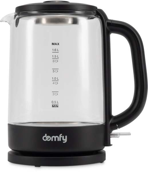 Чайник электрический Domfy DSB-EK304 1.7л. 2200Вт черный корпус: стекло/пластик