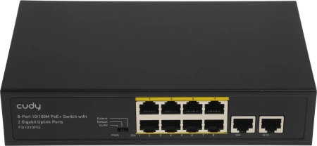 Коммутатор Cudy FS1010PG (L2) 8x100Мбит/с 2x1Гбит/с 8PoE+ 120W неуправляемый