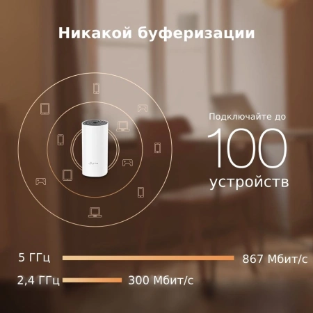 Бесшовный Mesh роутер TP-Link Deco M4 (DECO M4(2-PACK)) AC1200 10/100/1000BASE-TX белый (упак.:2шт)