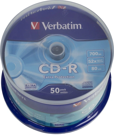 Диск CD-R Verbatim 700Mb 52x Cake Box (50шт) (43351)