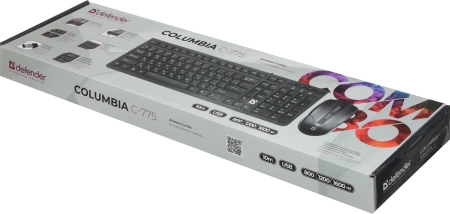 Клавиатура + мышь Defender Columbia C-775 клав:черный мышь:черный USB беспроводная slim Multimedia (45775)
