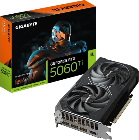 Видеокарта Gigabyte PCI-E 5.0 GV-N506TWF2MAX OC-8GD 1.0 NVIDIA GeForce RTX 5060TI 8Gb 128bit GDDR7 2587/28000 HDMIx1 DPx3 HDCP Ret