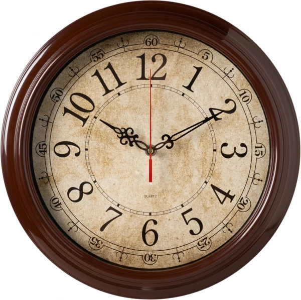 Часы настенные аналоговые Бюрократ WallC-R77P D35см коричневый (WALLC-R77P35/BROWN)