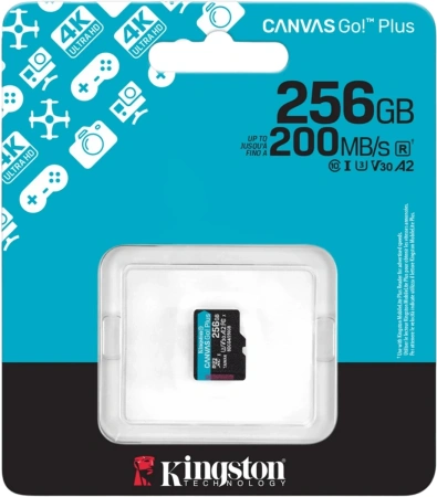 Флеш карта microSDXC 256GB Kingston SDCG4/256GBSP Canvas Go! Plus V10 A2 w/o adapter
