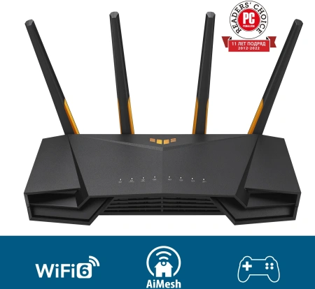 Роутер беспроводной Asus TUF-AX4200 AX4200 10/100/1000/2500BASE-TX/4G ready черный