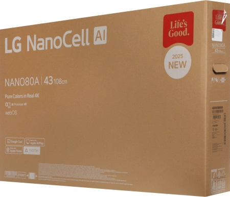 Телевизор LED LG 43" 43NANO80A6B.ARUG синяя сажа 4K Ultra HD 60Hz DVB-T DVB-T2 DVB-C DVB-S DVB-S2 USB WiFi Smart TV