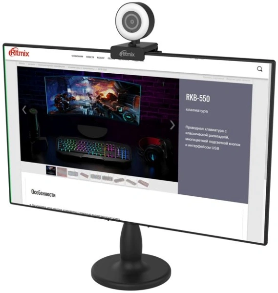 Камера Web Ritmix RVC-250 черный 5Mpix (2592x1944) USB2.0 с микрофоном