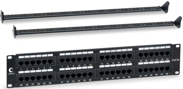 Патч-панель Cabeus PL-48-CAT.5E-DUAL 19" 1U 48xRJ45 кат.5E UTP