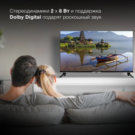 Телевизор LED Hyundai 40" H-LED40BS5003 Яндекс.ТВ Frameless черный FULL HD 60Hz DVB-T DVB-T2 DVB-C DVB-S DVB-S2 USB WiFi Smart TV