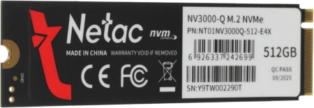Накопитель SSD Netac PCIe 3.0 x4 512GB NT01NV3000Q-512-E4X M.2 2280