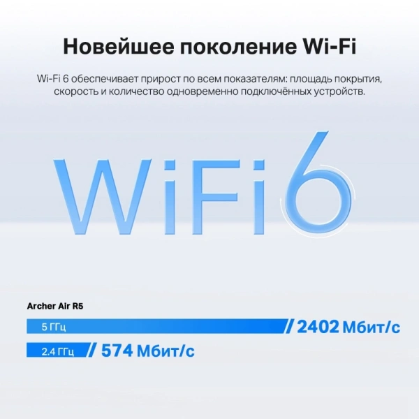 Роутер беспроводной TP-Link Archer Air R5 AX3000 10/100/1000BASE-TX белый