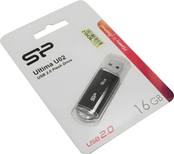 Флеш Диск Silicon Power 16Gb Ultima U02 SP016GBUF2U02V1K USB2.0 черный