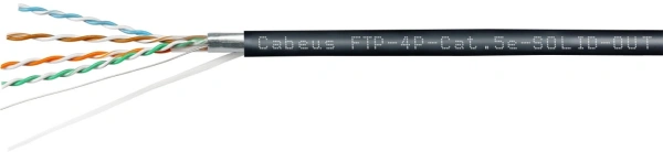 Кабель информационный Cabeus FTP-4P-Cat.5e-SOLID-OUT-LSZH-UV кат.5E F/UTP 4 пары LSZH универсальный 305м черный