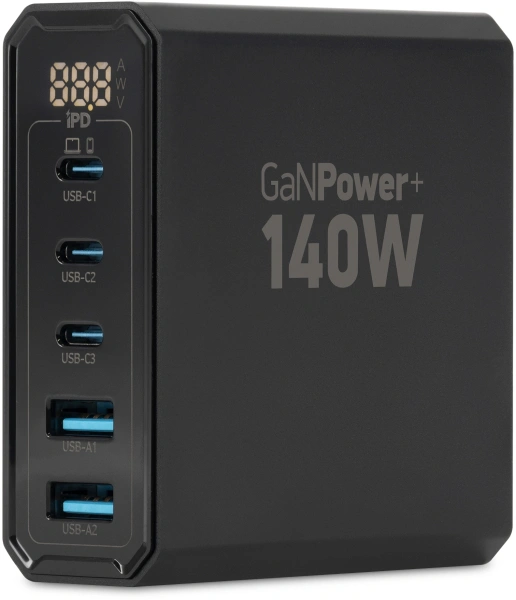 Настольное зар./устр. Digma Pro DPW10A 140W 5A (PD+QC) 3хUSB-C/2xUSB-A универсальное черный (DPW1A4G024BK)