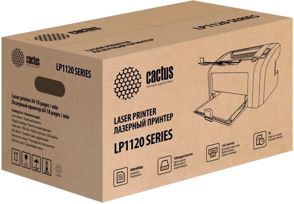 Принтер лазерный Cactus CS-LP1120W A4 белый (в комплекте: картридж + кабель USB A(m) - USB B(m))